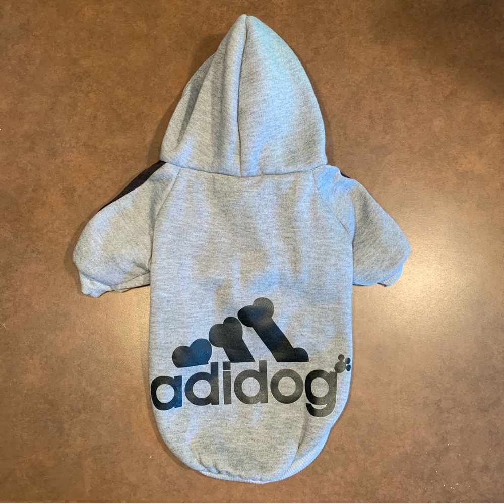 Adidas “Adidog” gray fleece hoodie